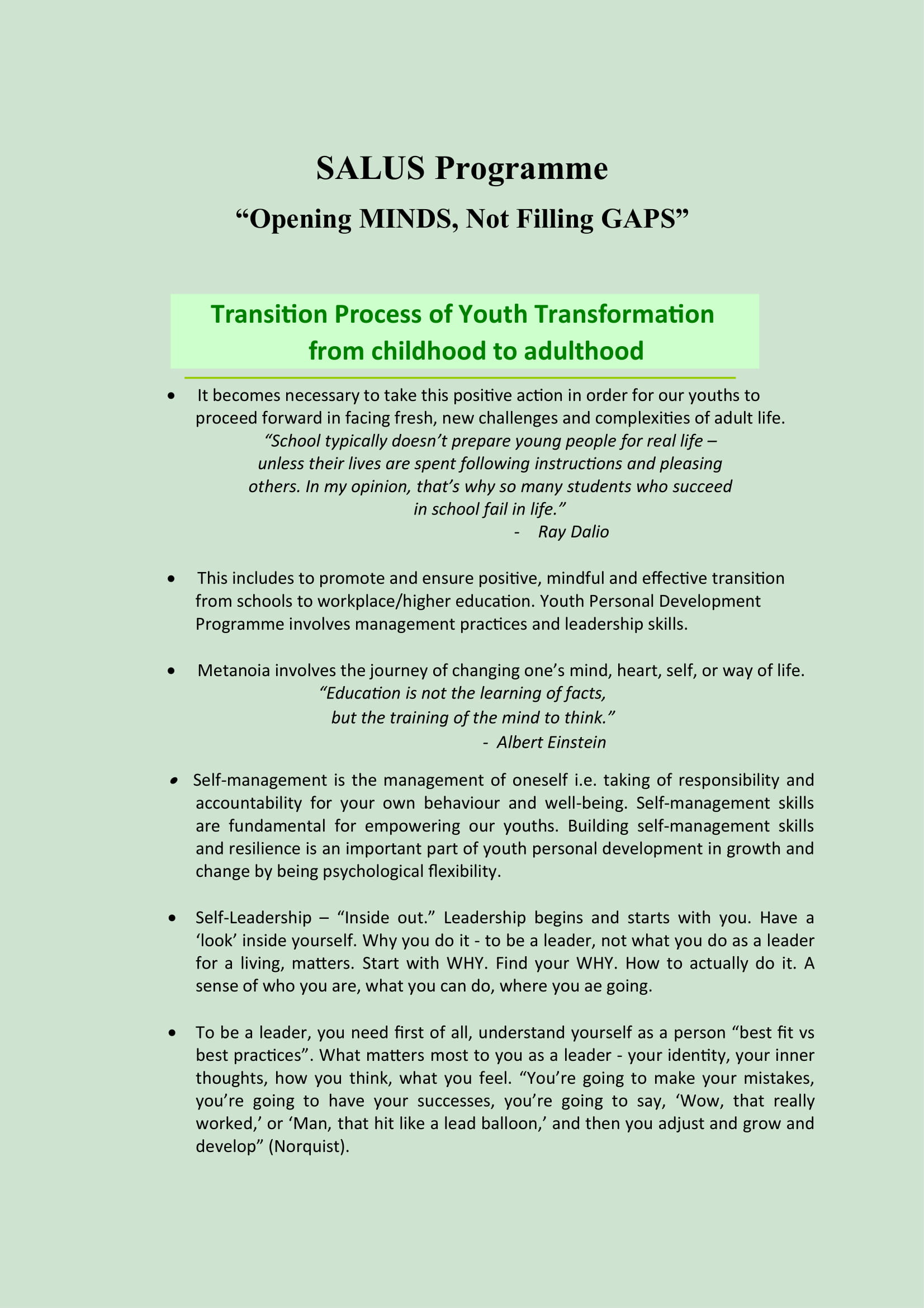 Transition Process of Youth Transformation from childhood to adulthood 5-1